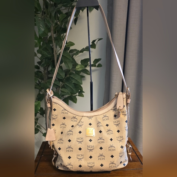 MCM Handbags - SOLD---------MCM Visetos Cream Shoulder Bag C2847